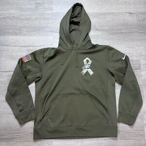 Nike Olive Green Hoodie with Flag and Ribbon